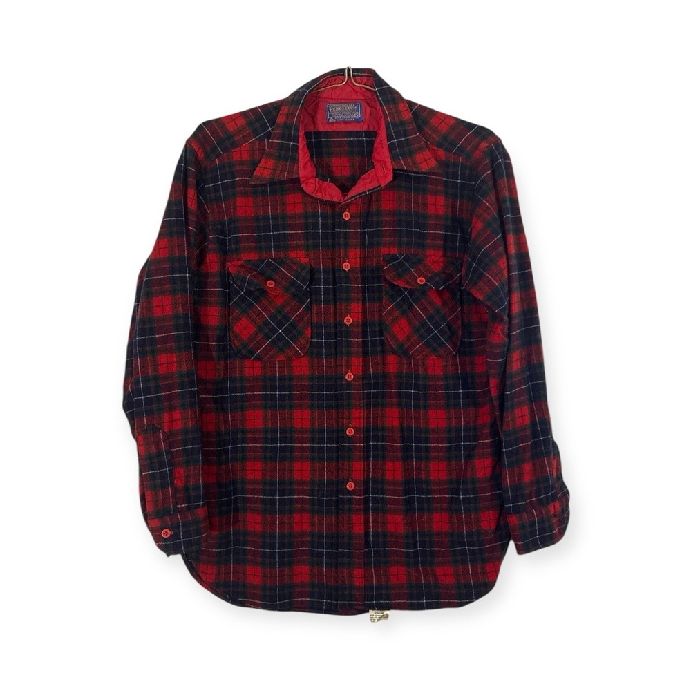 PENDLETON WOOL BOARD SHIRT LARGE RED PLAID LONG SLEEVE